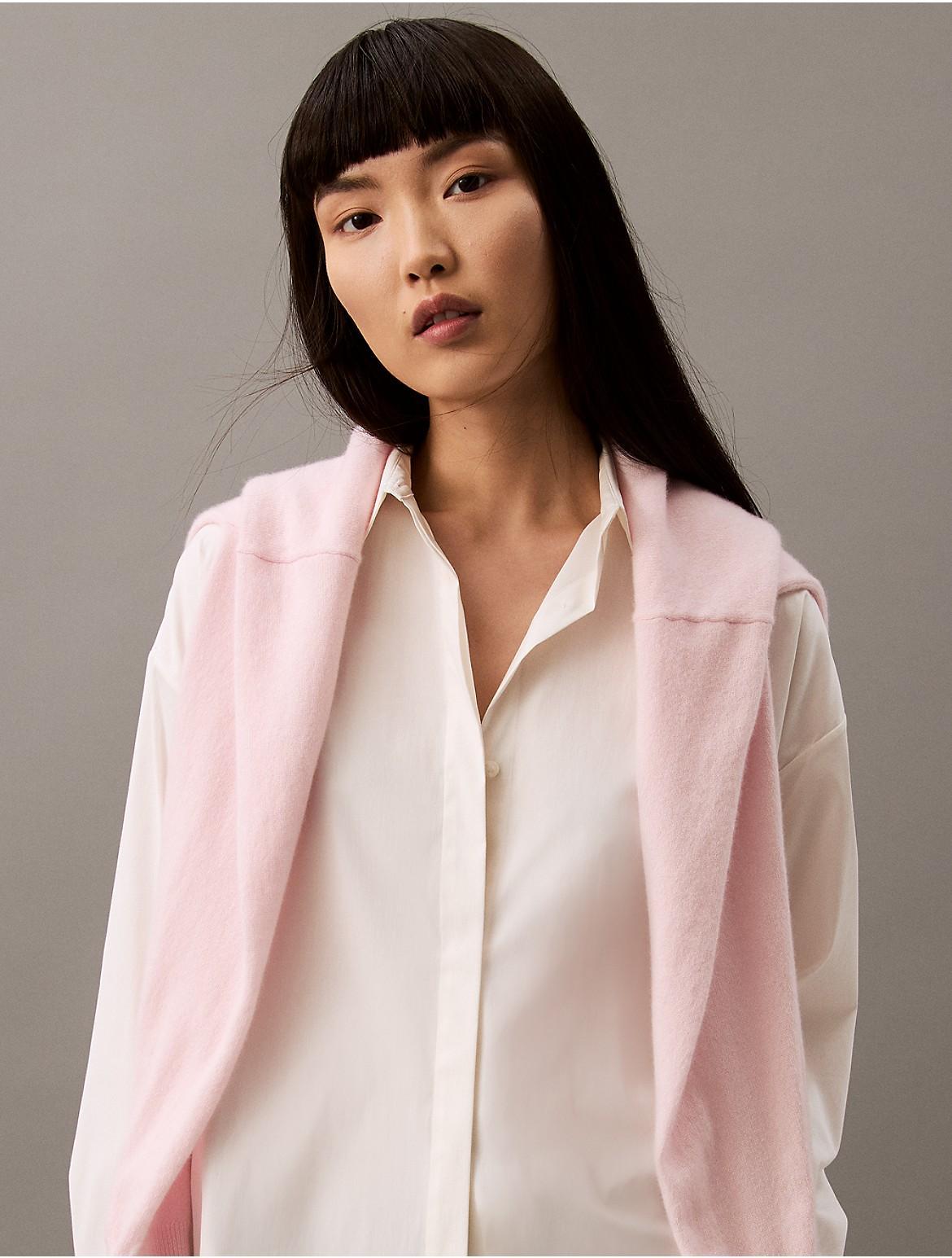 Calvin Klein Women's Stretch Poplin Relaxed Fit Button-Down Shirt - Neutral - XS Product Image