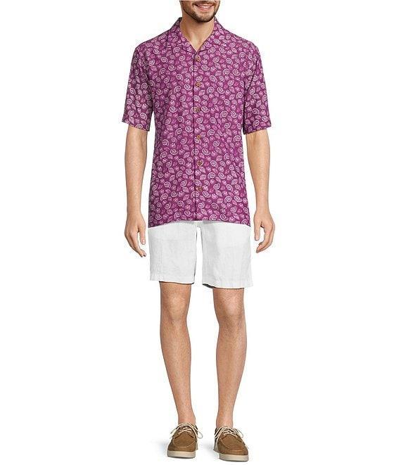 Caribbean Big & Tall Mini Shell Print Short Sleeve Woven Camp Shirt Product Image