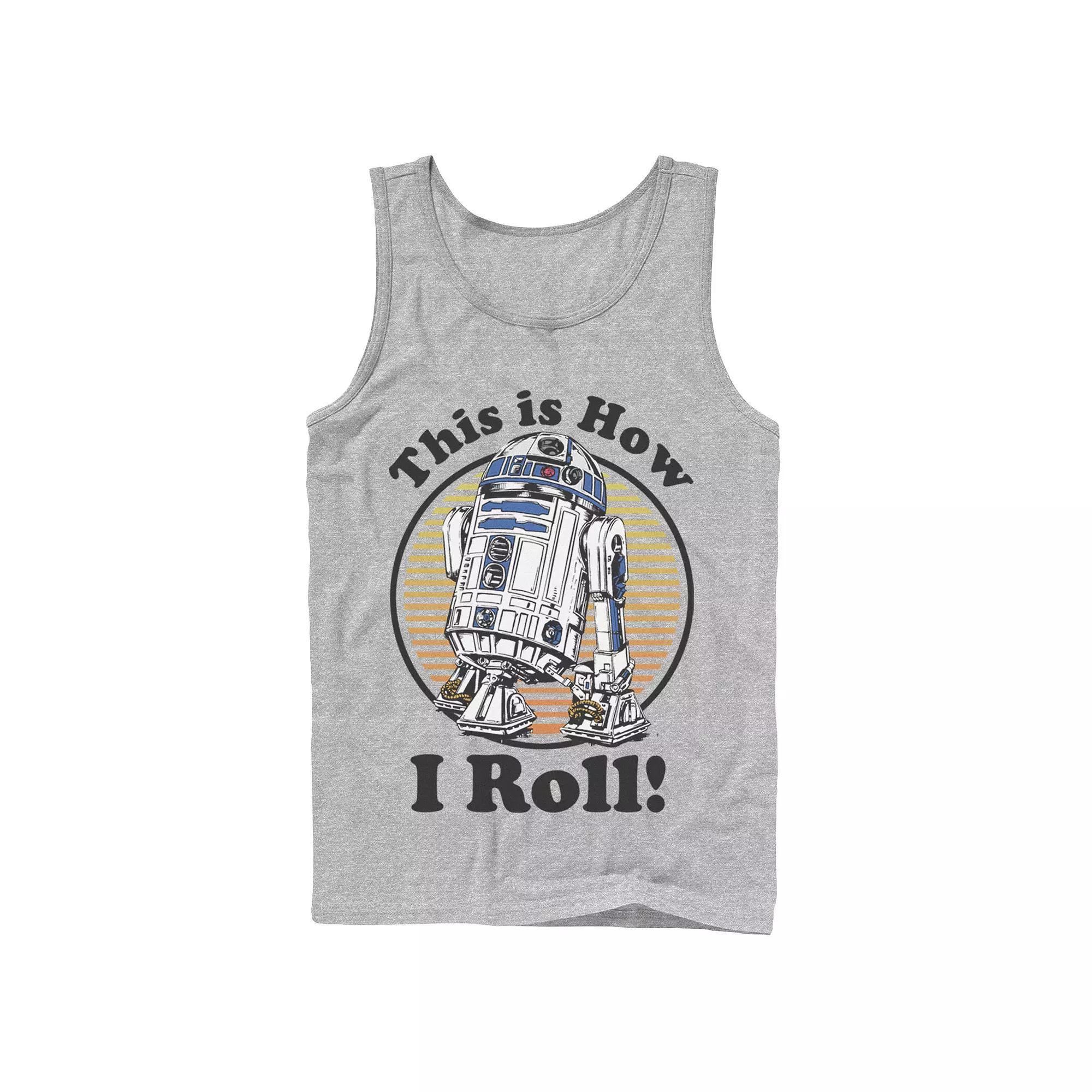 Mens Star Wars C-3PO R2-D2 Besties Badge Tank Top Athletic Grey Product Image