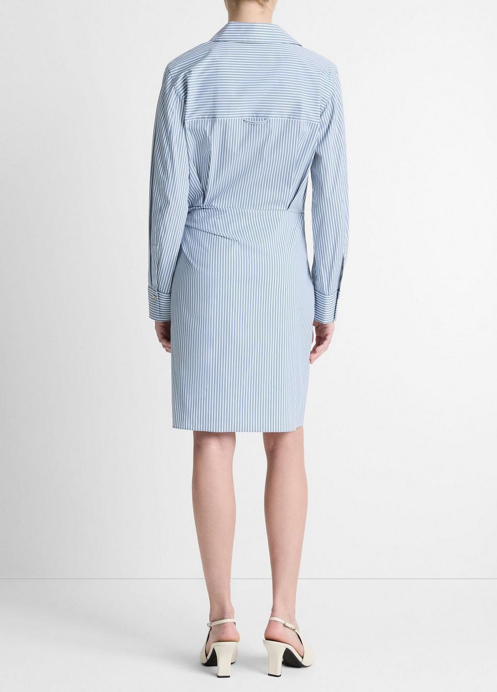 Womens Furrow Stripe Cotton-Blend Wrap Dress, Coastal Blue/off White, Size M Vince Product Image