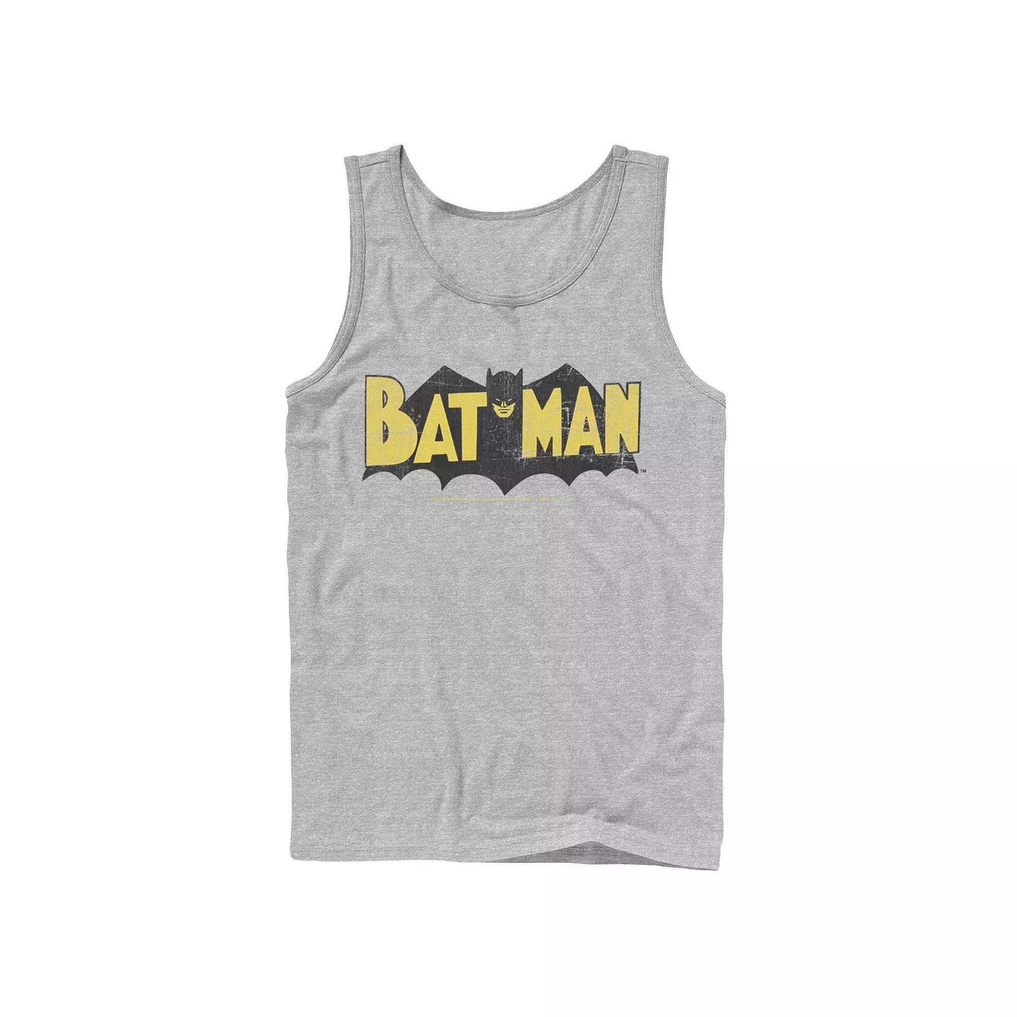 Men's DC Comics Batman Large Block Text Logo Tank Top, Size: Small, Grey Product Image