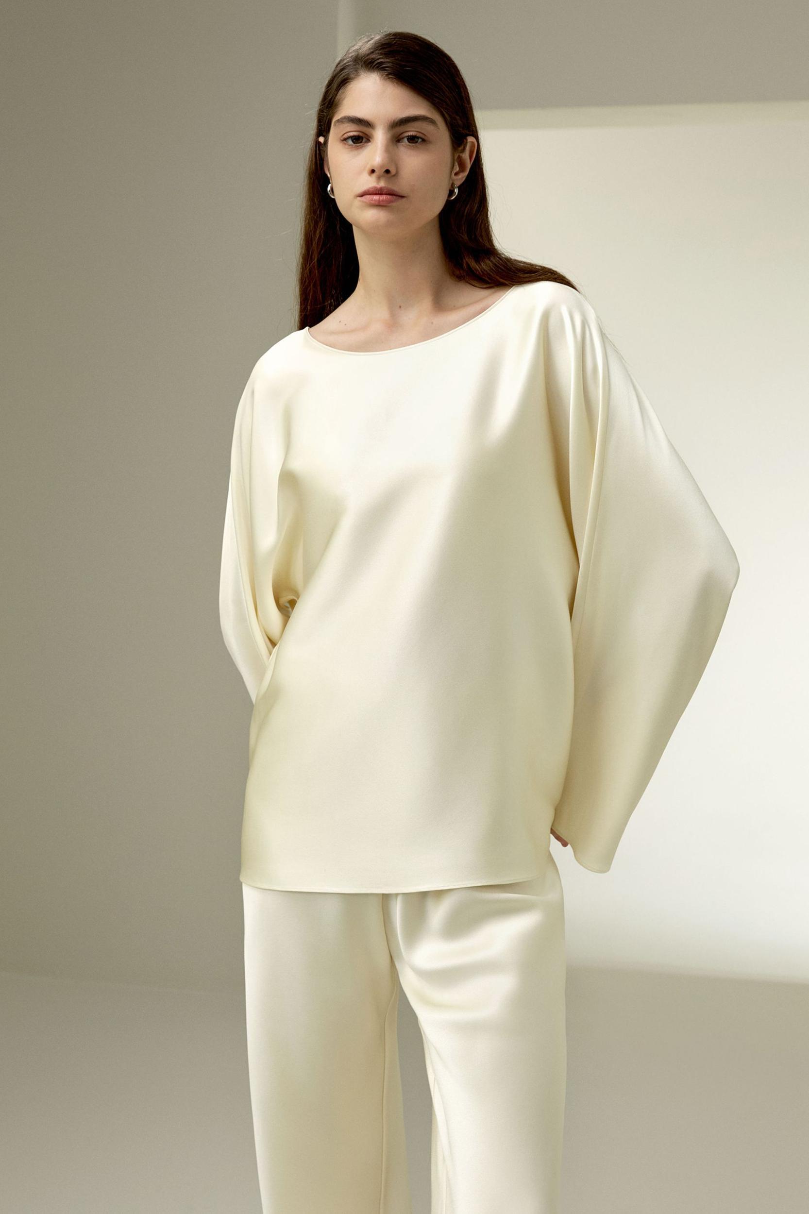 Silk Charmeuse Crewneck blouse Product Image
