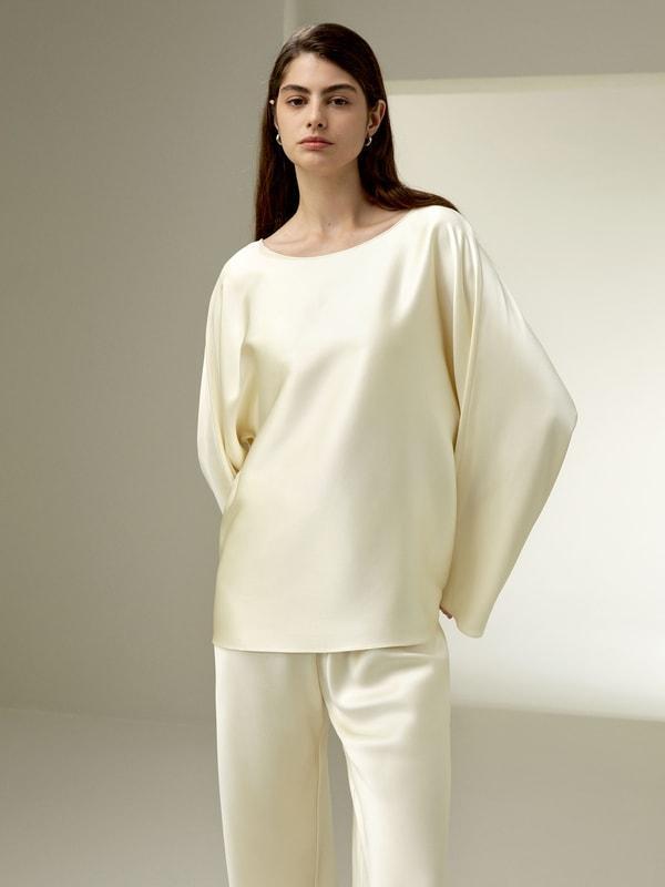 Silk Charmeuse Crewneck blouse Product Image