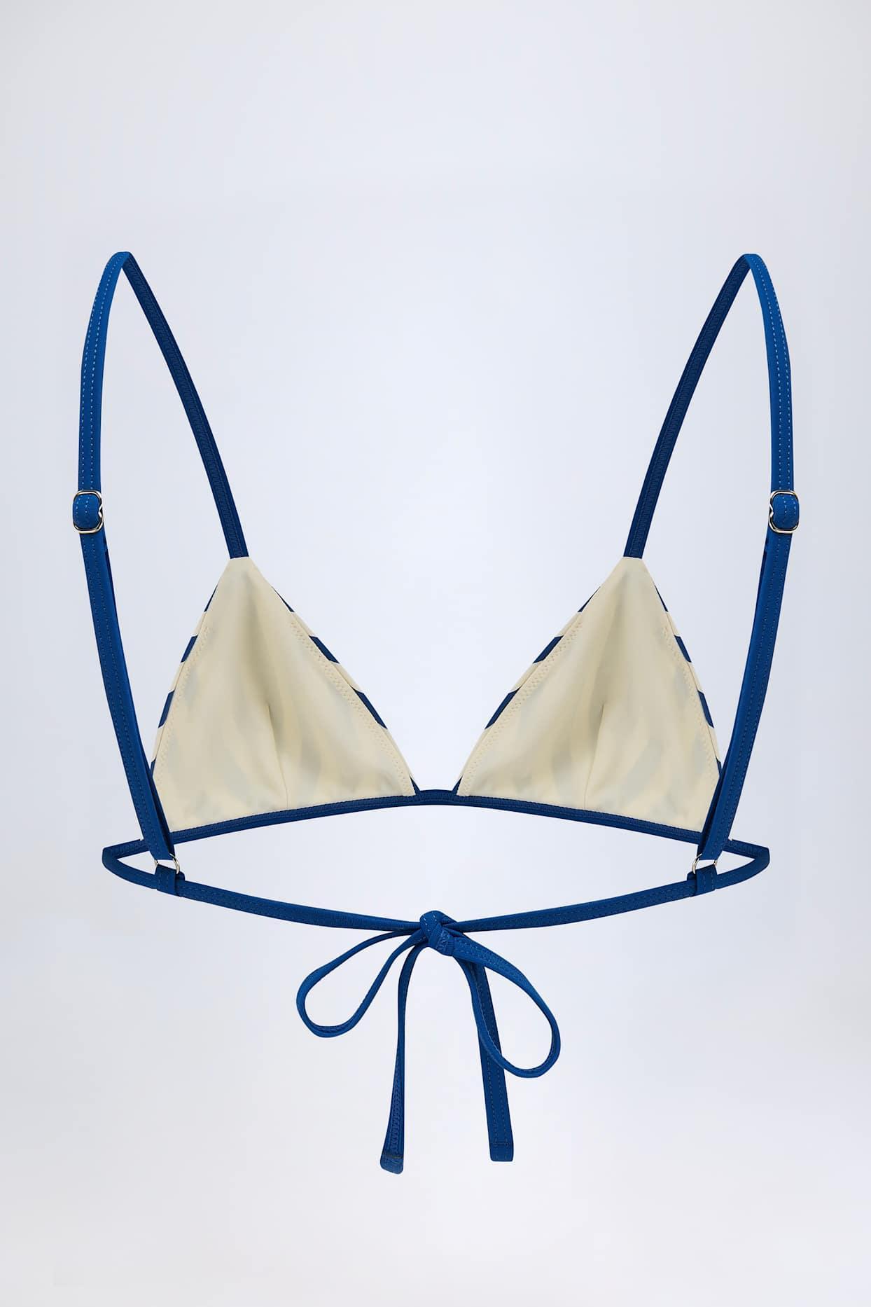 Triangle Bikini Top in Marine Blue Stripe Product Image