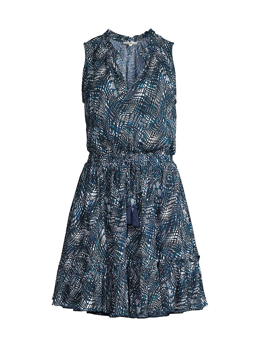 Womens Beth Abstract Cotton-Crepe Tie-Waist Mini-Dress Product Image