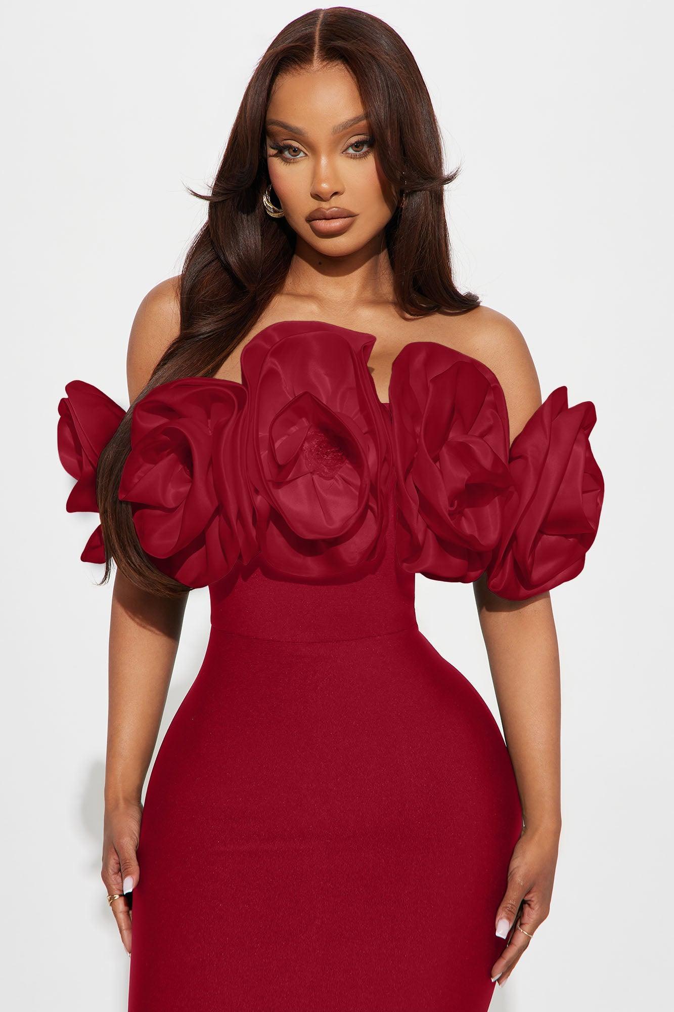 Rosetta Bandage Gown - Red Product Image