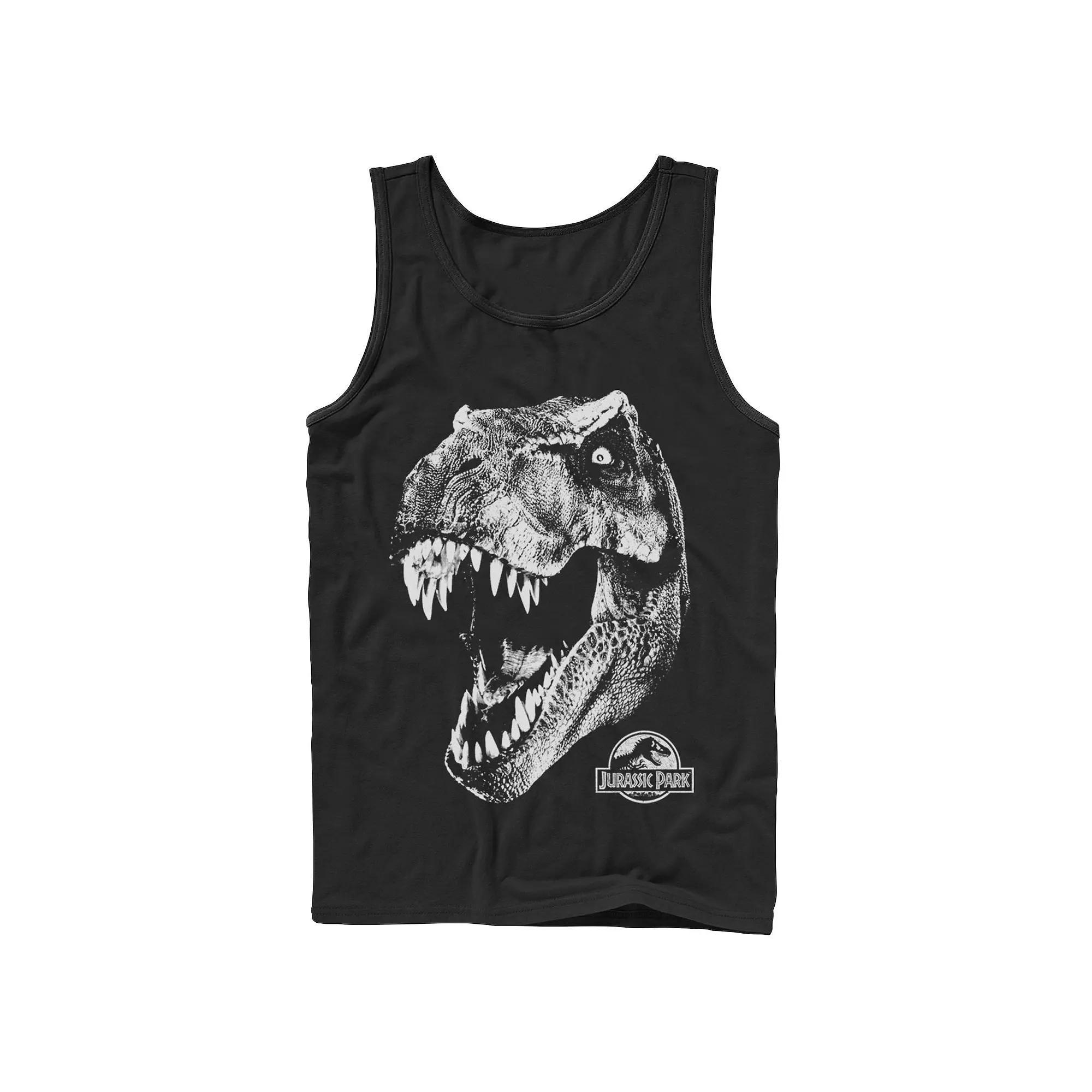 Men's Jurassic Park T-Rex White Head Roaring Tank Top, Size: XL, Black Product Image
