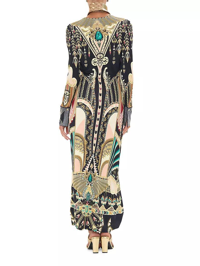 Printed Jersey Long-Sleeve Maxi Dress Product Image