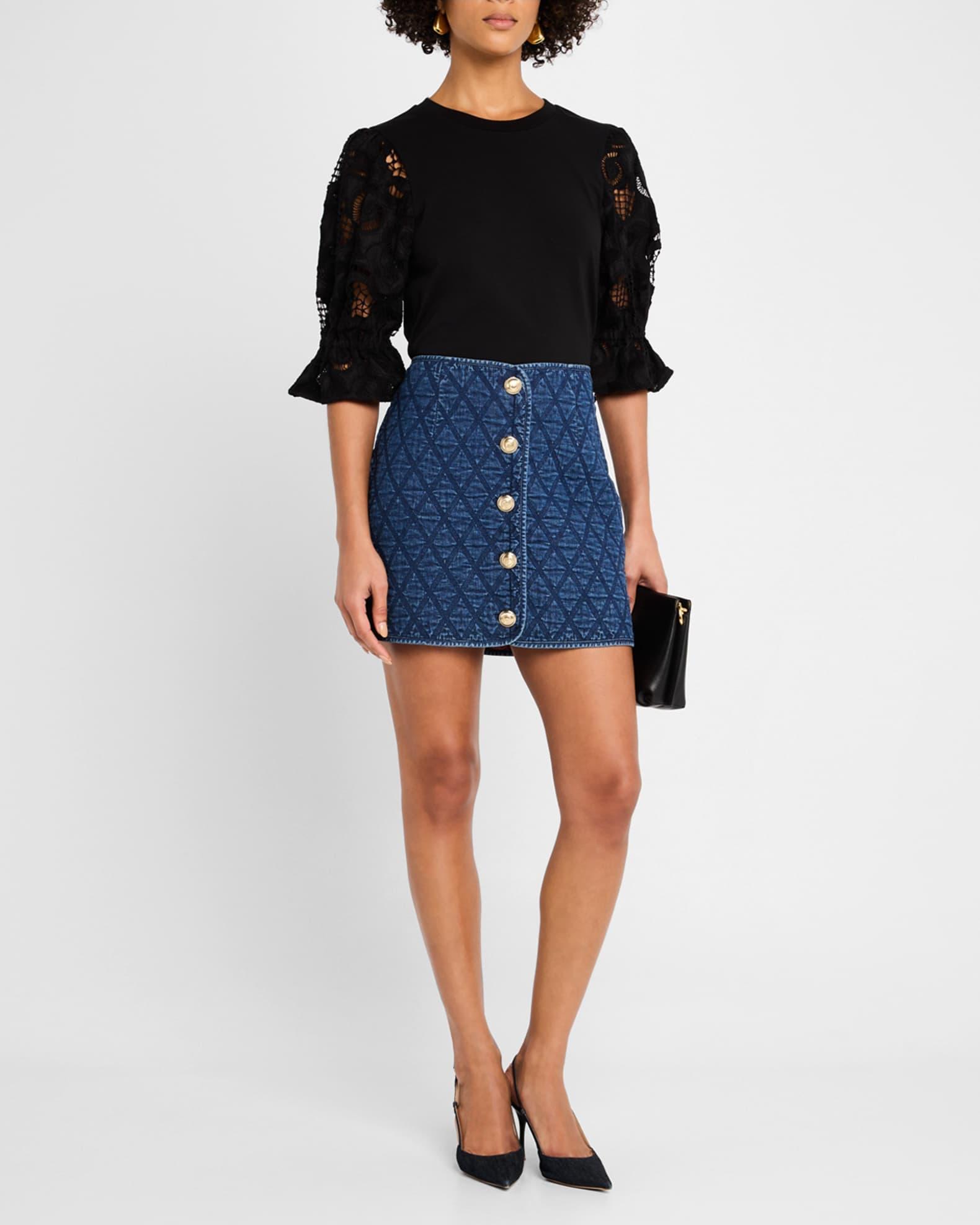 Carmine Embroidered Puff-Sleeve Top Product Image