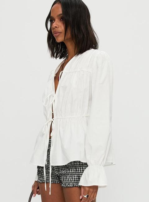 Scarlotte Bow Tie Top White Product Image