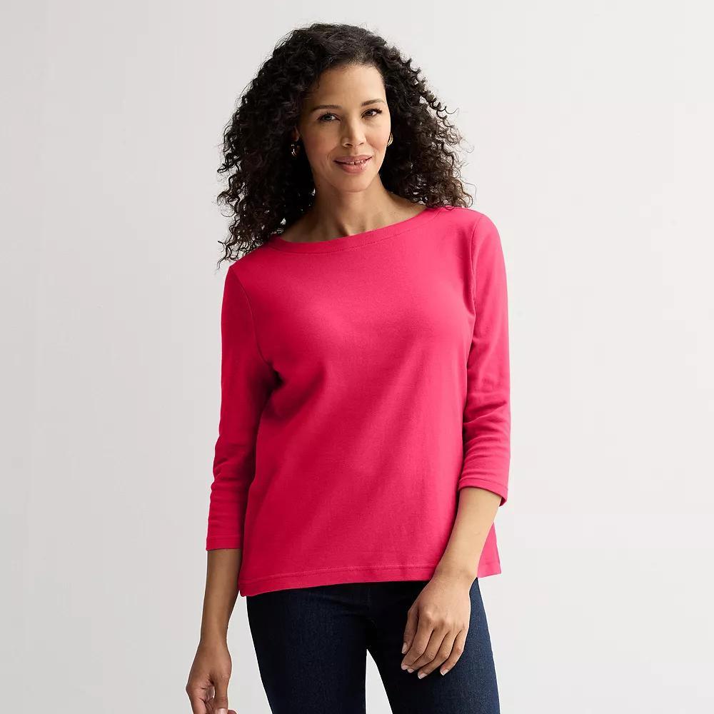 Women's Croft & Barrow® Boatneck Top, Size: Small, Pink Kiss Product Image
