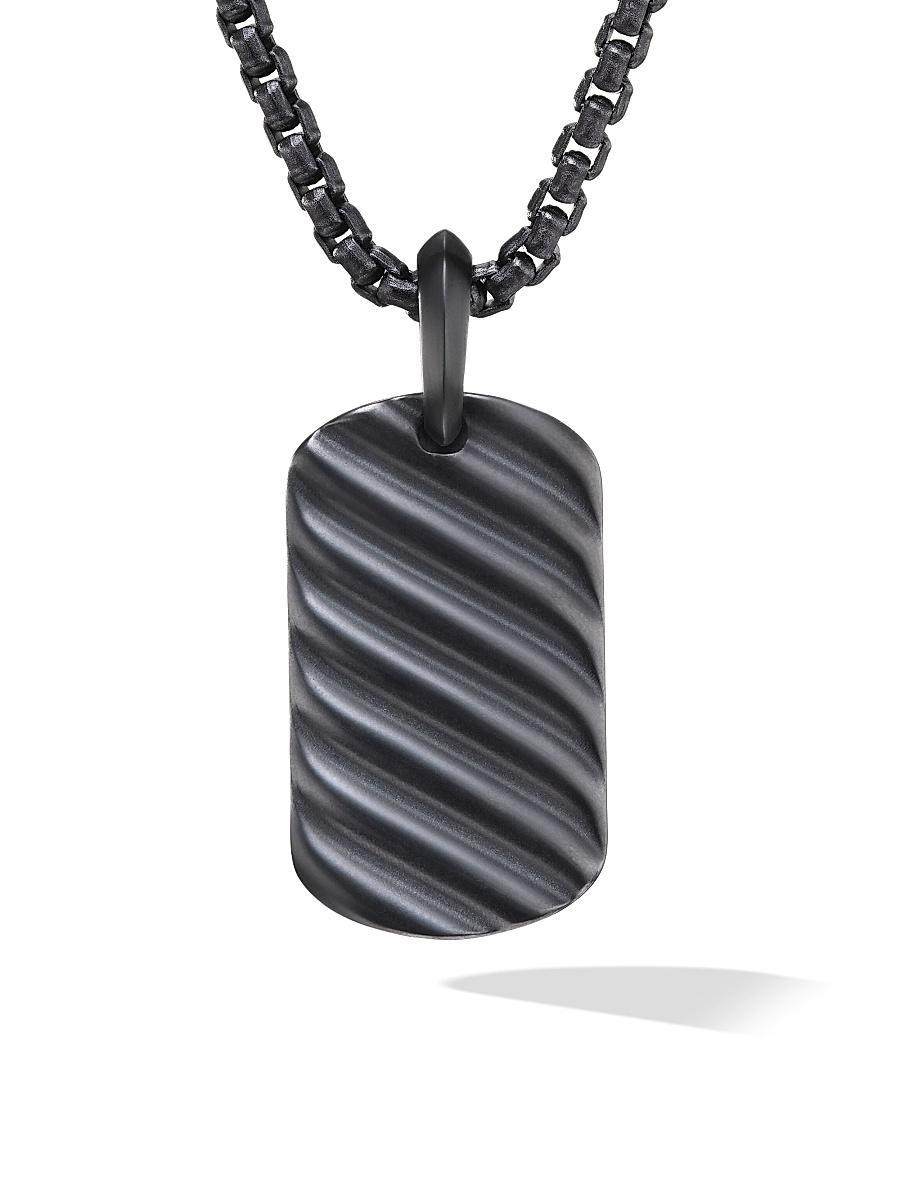 David Yurman Mens Sculpted Cable Tag in Black Titanium, 27mm Product Image