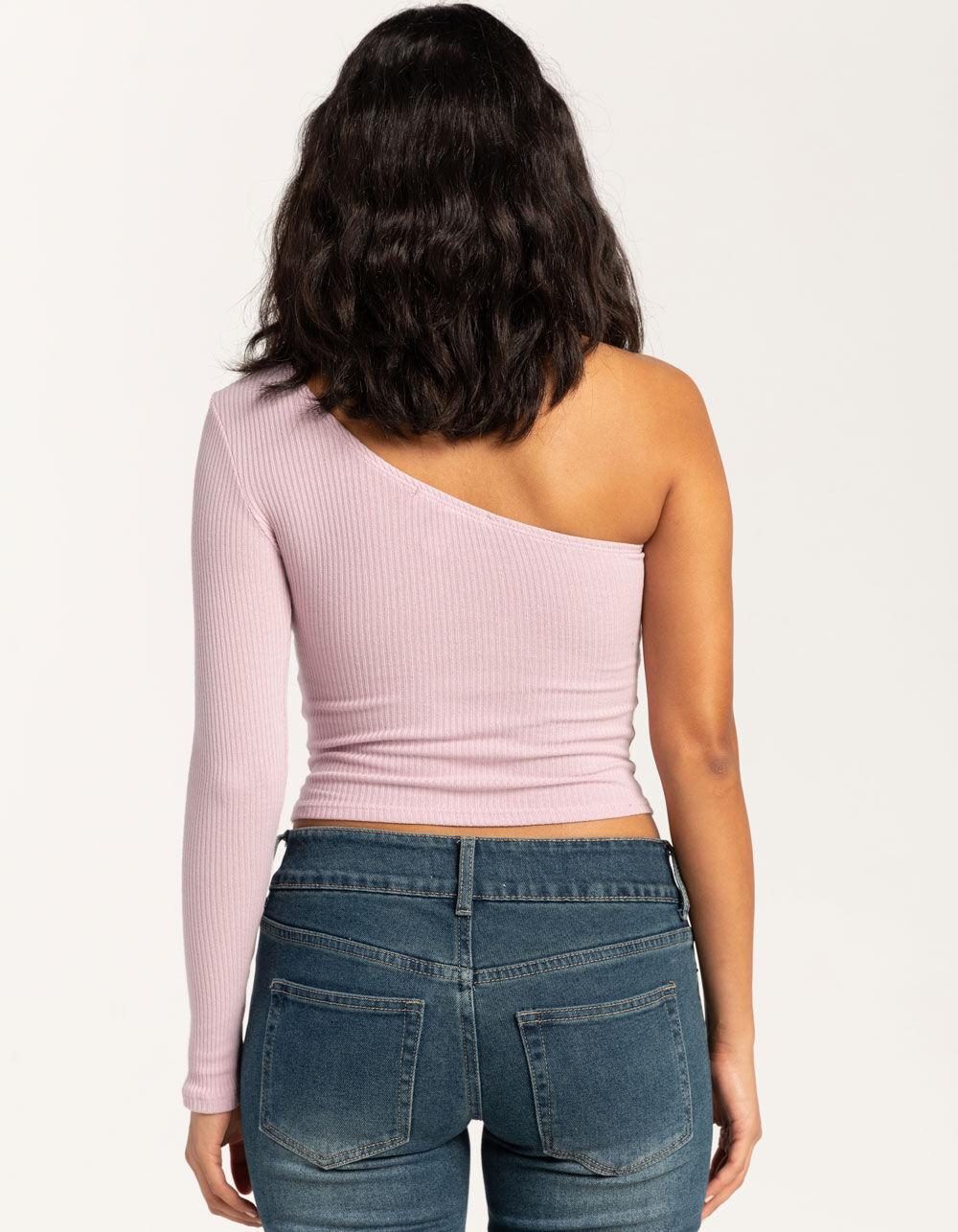 RSQ One Shoulder Long Sleeve Womens Top - BLACK Product Image