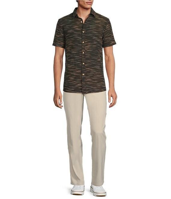 Rowm Big & Tall Outsider's Oasis Short Sleeve Space Dyed Textured Horizontal Striped Shirt Product Image