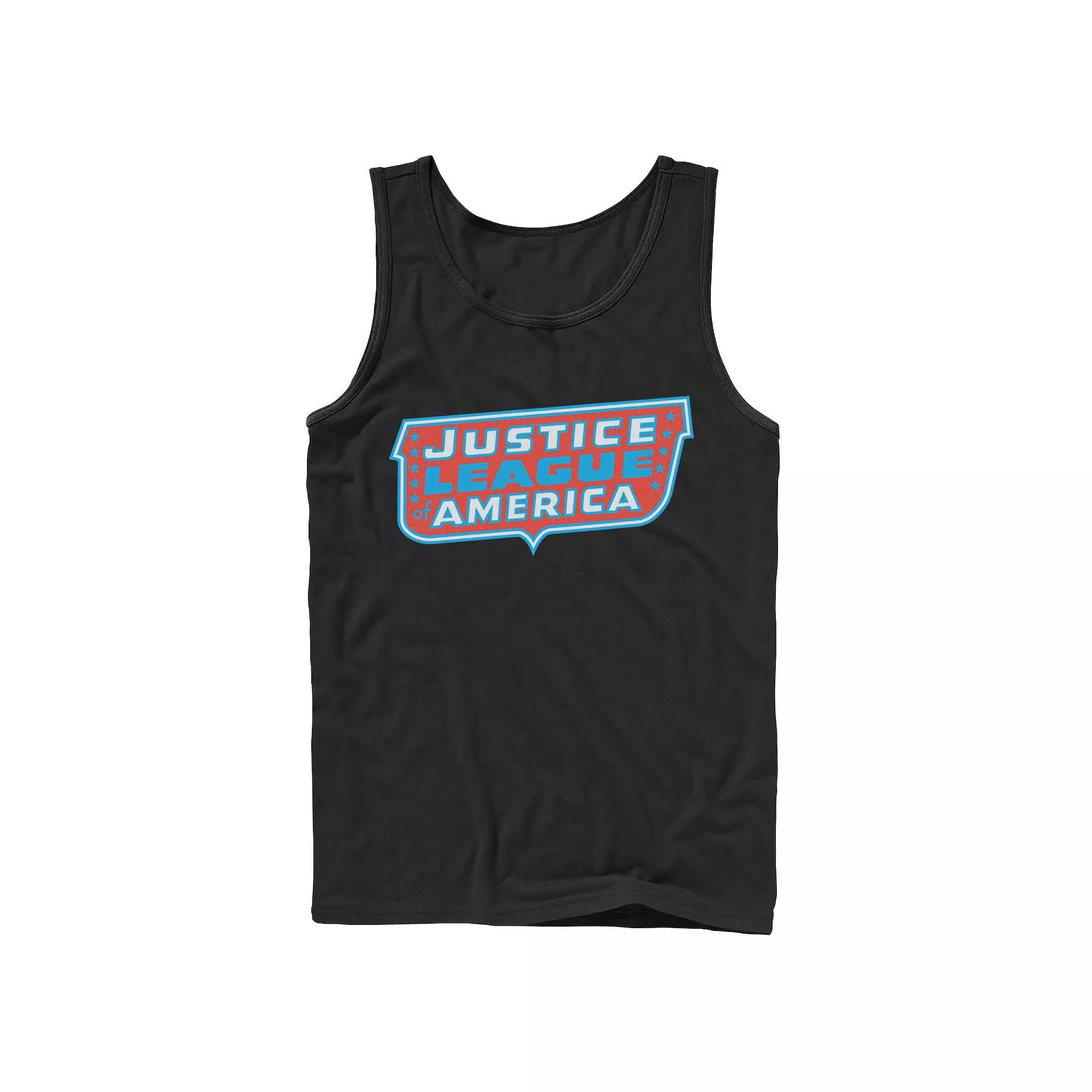 Men's DC Comics Justice League of America Text Poster Logo Tank Top, Size: XL, Grey Product Image