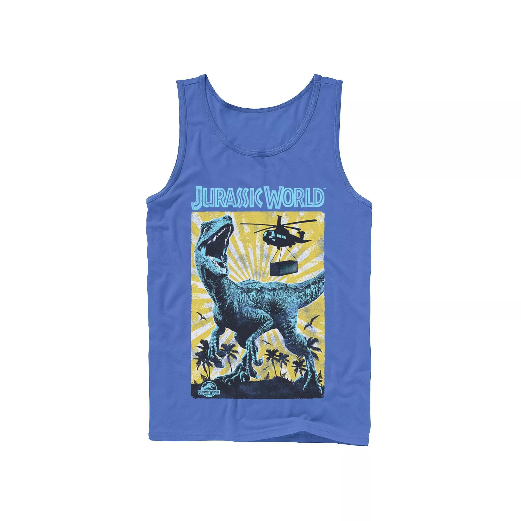 Men's Jurassic World T-Rex Color Pop Retro Poster Tank Top, Size: XL, Grey Product Image