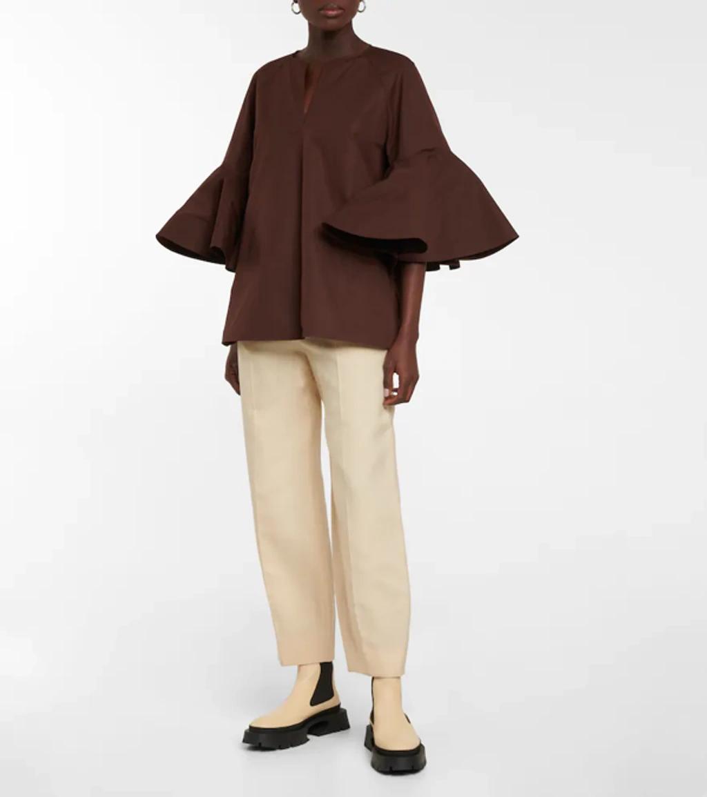 JIL SANDER Cotton Poplin Blouse In Dark Brown Product Image