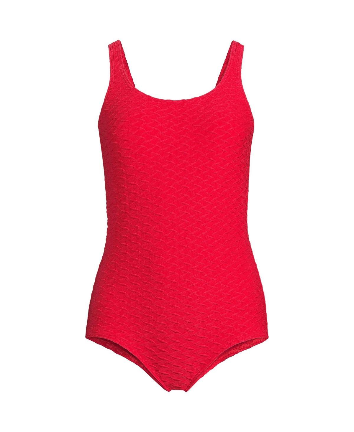 Women's Lands' End Scoop Neck Tugless One-Piece Swimsuit, Size: 2, Electric Blue Product Image