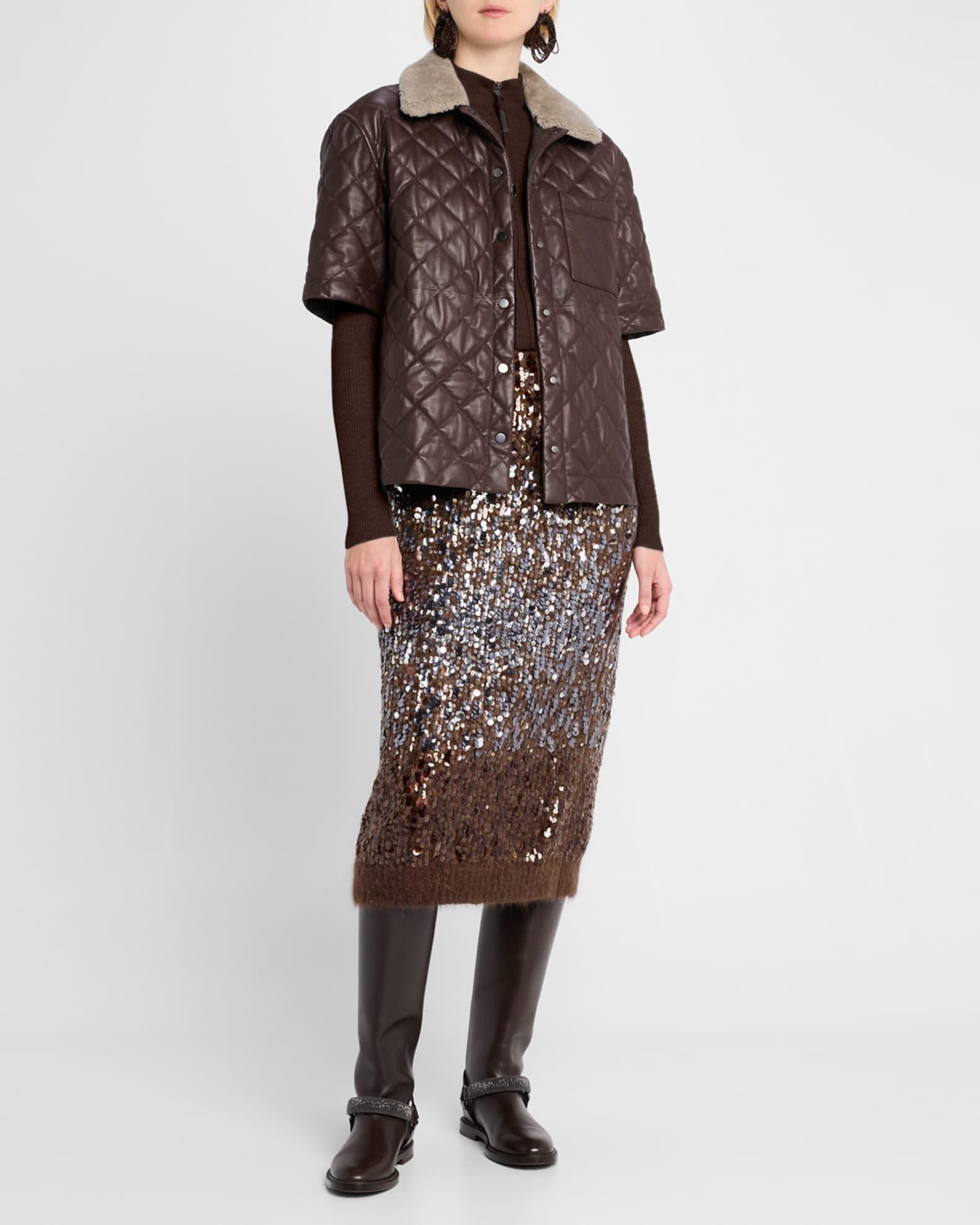 Multi-Size Degrade Pailette Mohair Knit Midi Skirt Product Image