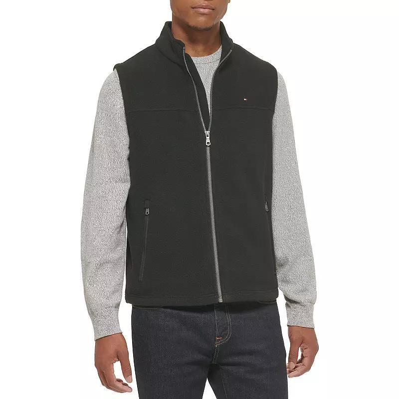Big & Tall Tommy Hilfiger Fleece Vest with Stand Collar, Men's, Size: Large Tall, Black Product Image
