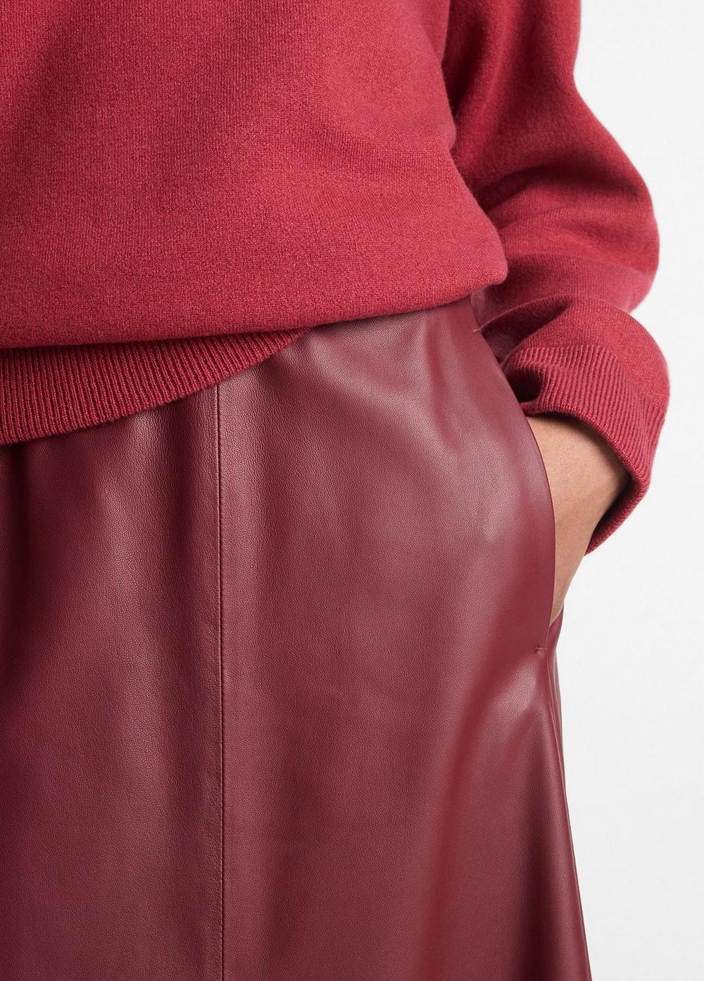 Womens Gathered Leather Mid-Rise Skirt, Dark Rasberry, Size S Vince Product Image