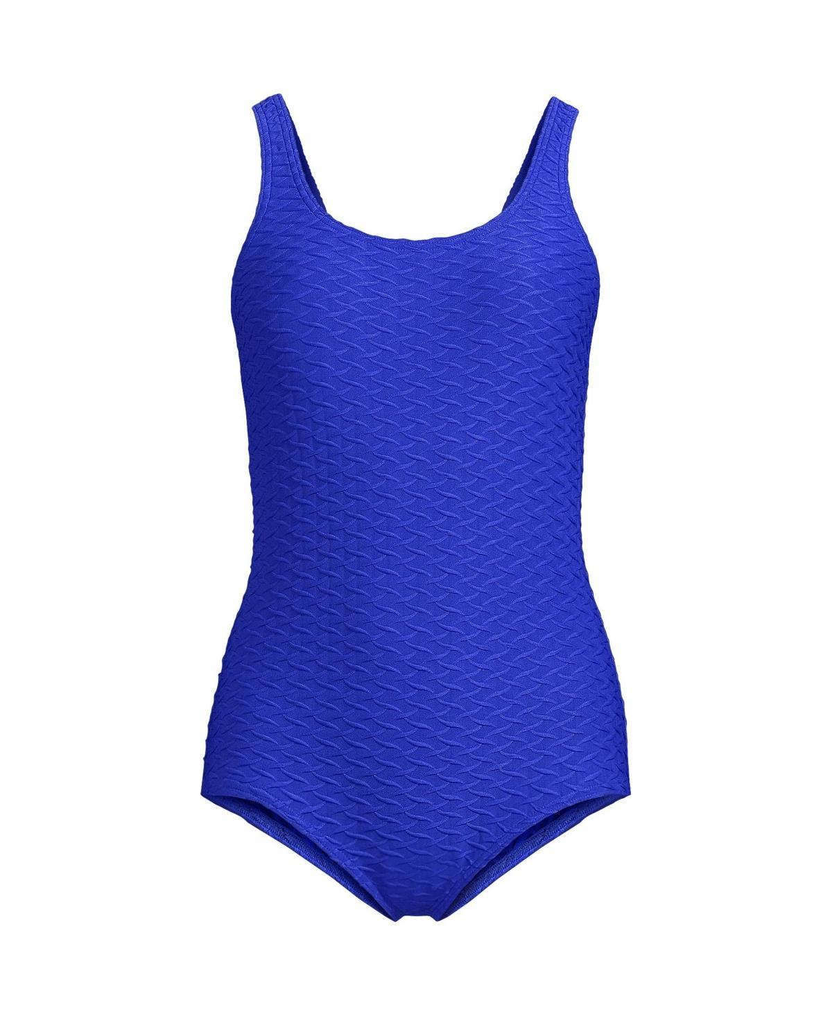 Women's Lands' End Scoop Neck Tugless One-Piece Swimsuit, Size: 2, Electric Blue Product Image