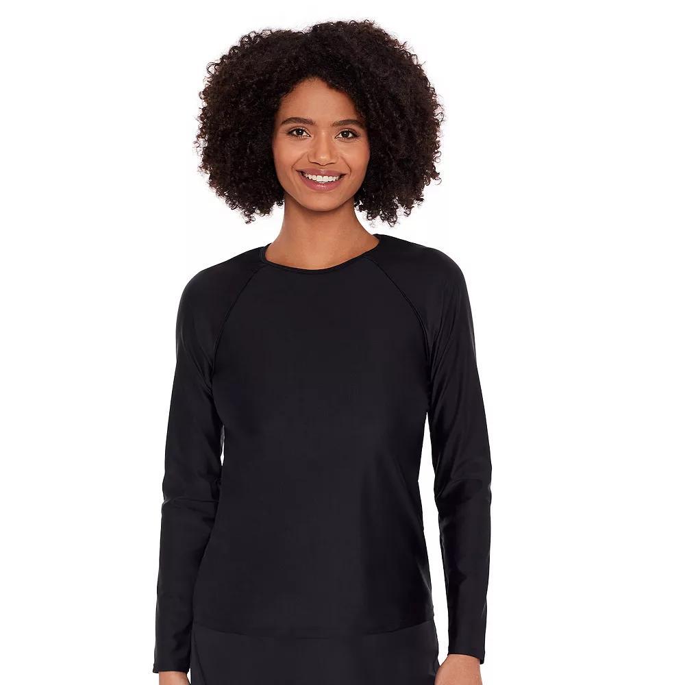 Women's Eco Beach Long Sleeve Swim Cover-Up Sunshirt, Size: Medium, Black Product Image