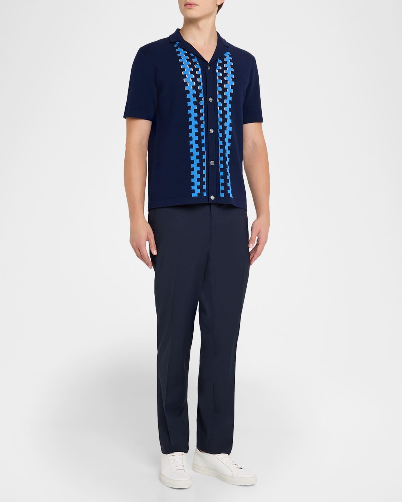 Men's Addington Geometric-Stripe Knit Camp Shirt Product Image