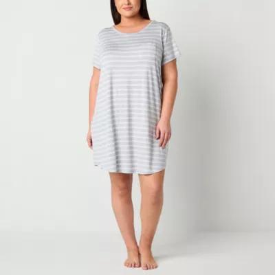 Liz Claiborne Cool and Calm Womens Plus Short Sleeve Crew Neck Nightshirt Product Image