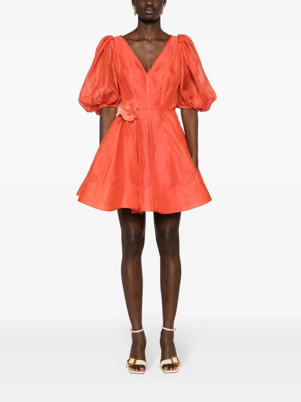 floral-appliqué linen-blend dress Product Image
