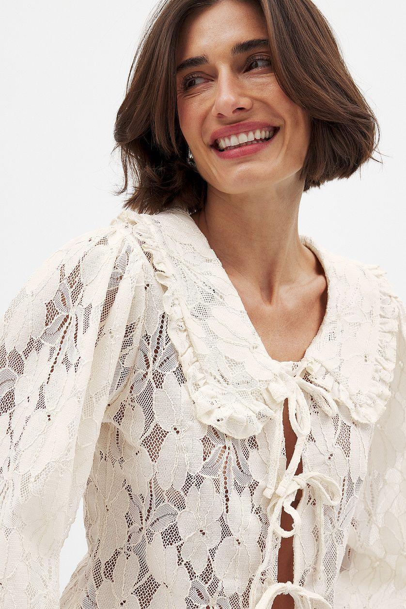 Balloon Sleeve Collar Blouse Product Image
