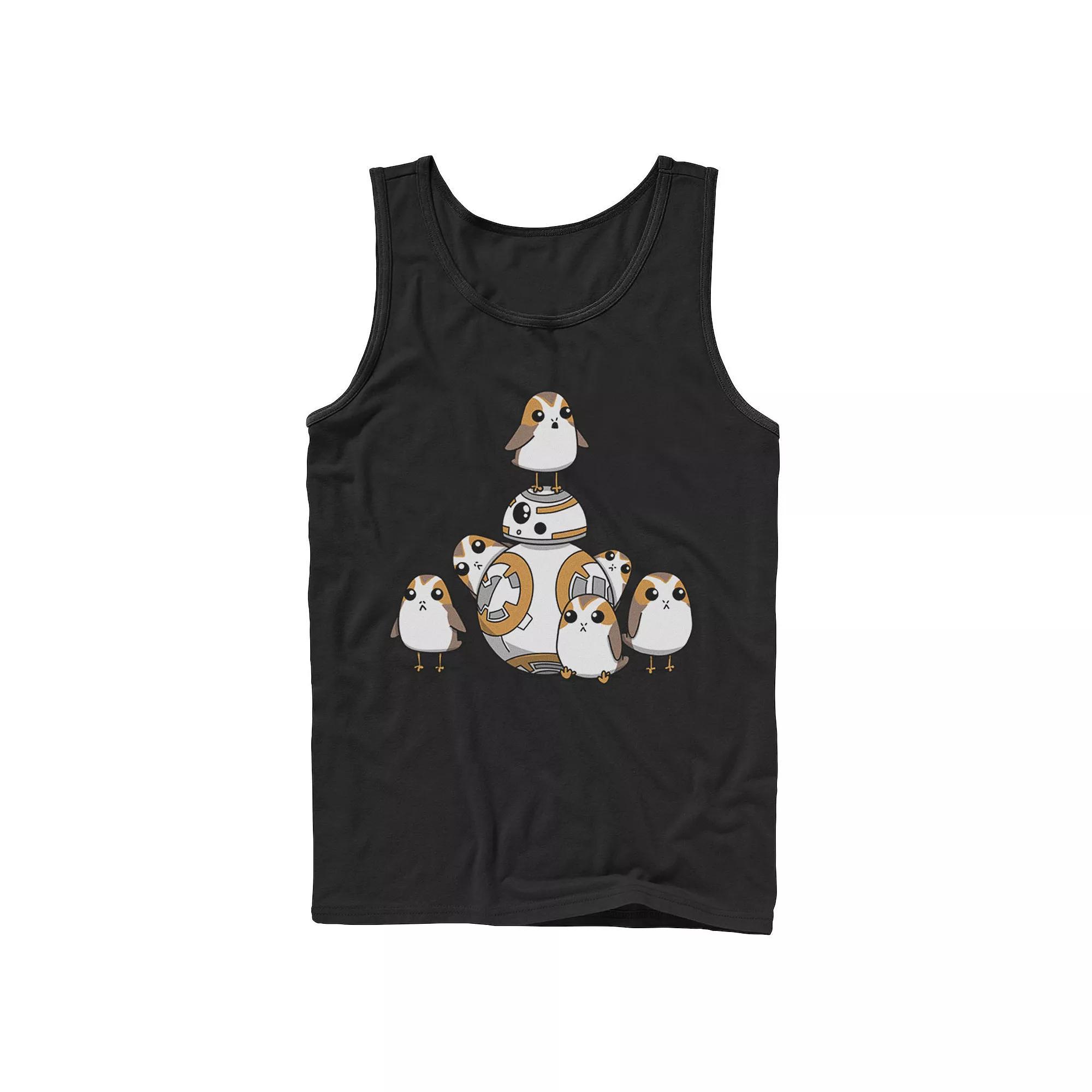 Men's Star Wars Porgs Having Fun With BB-8 Portrait Tank Top, Size: XL, Black Product Image