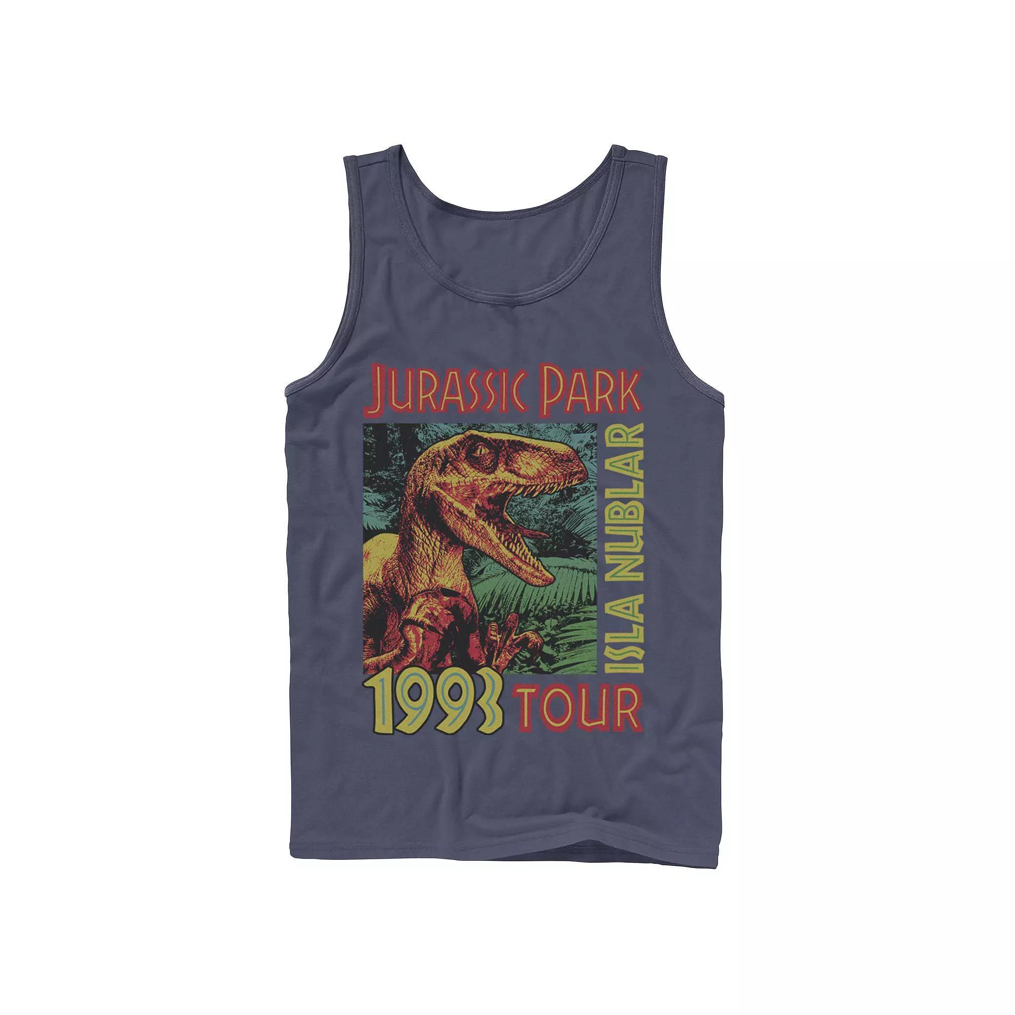 Men's Jurassic Park Isla Nublar 1993 Tour Poster Tank Top, Size: Small, Grey Product Image