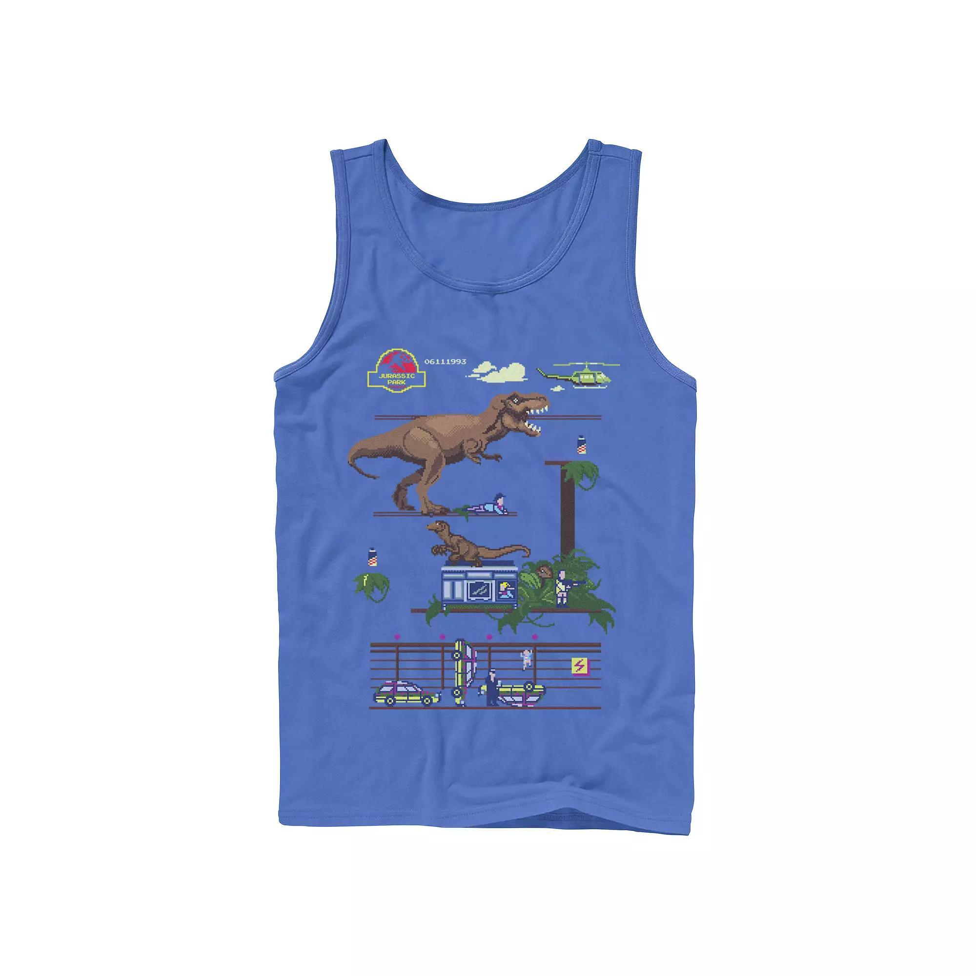 Mens Jurassic Park Digital Video Game Scene Tank Top Grey Product Image