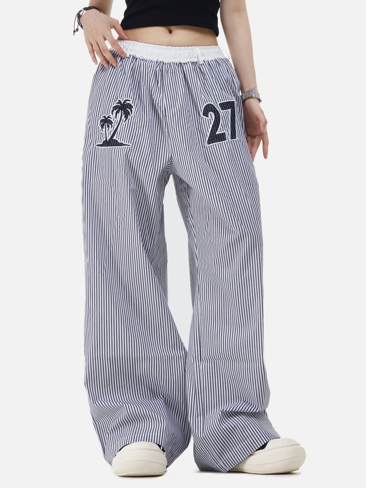 Aelfric Eden Stripe Embroidery Baggy Pants Product Image