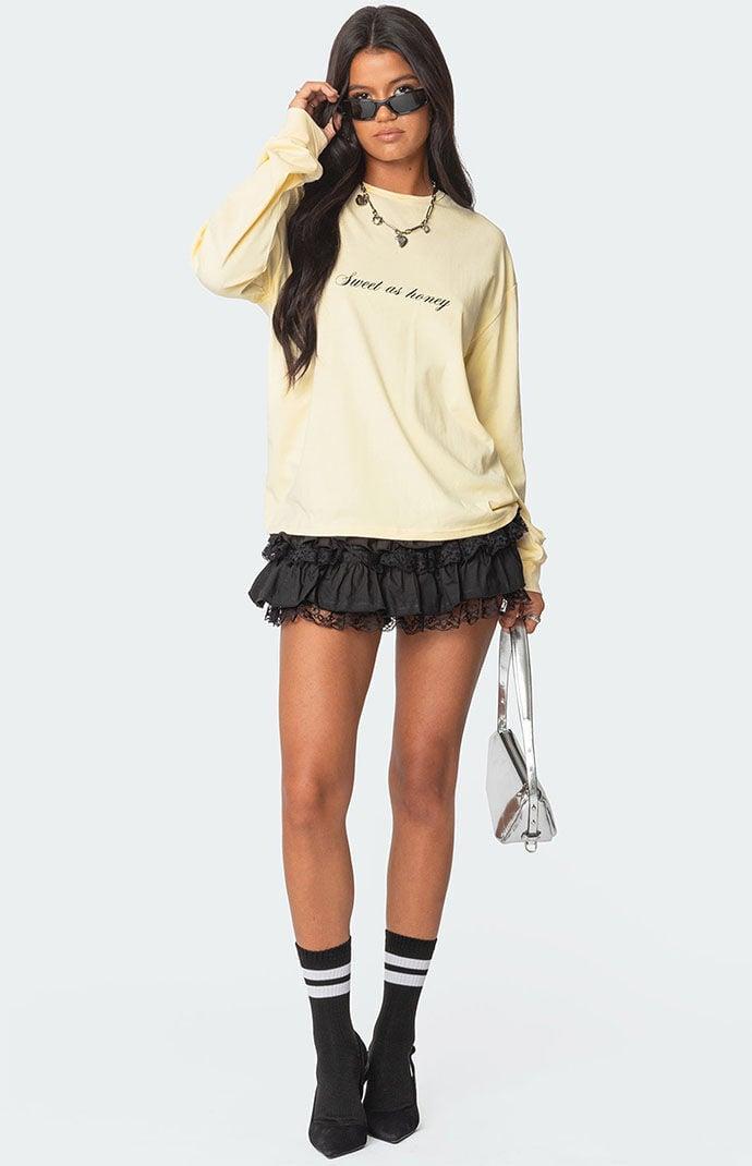 Edikted Women's Honeybee Oversized Long Sleeve T-Shirt Product Image