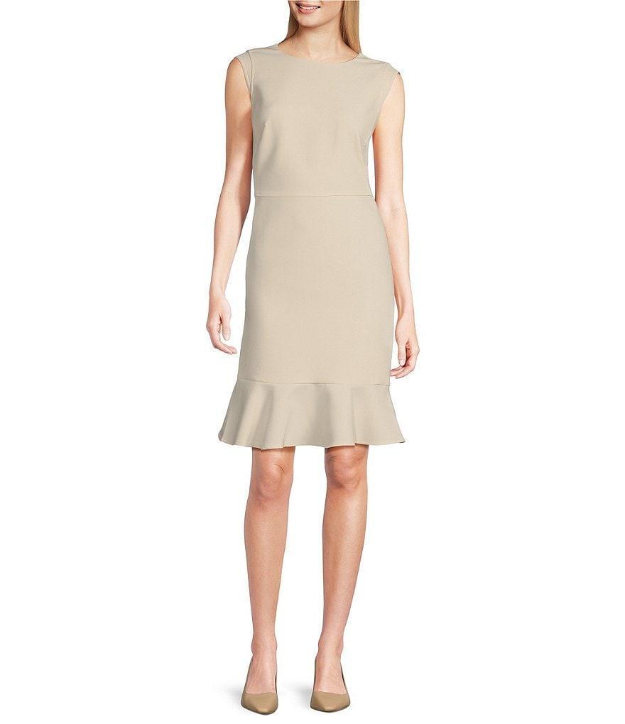 Anne Klein Anne Stretch Extended Shoulder Ruffle Hem Fit-And-Flare Dress Product Image