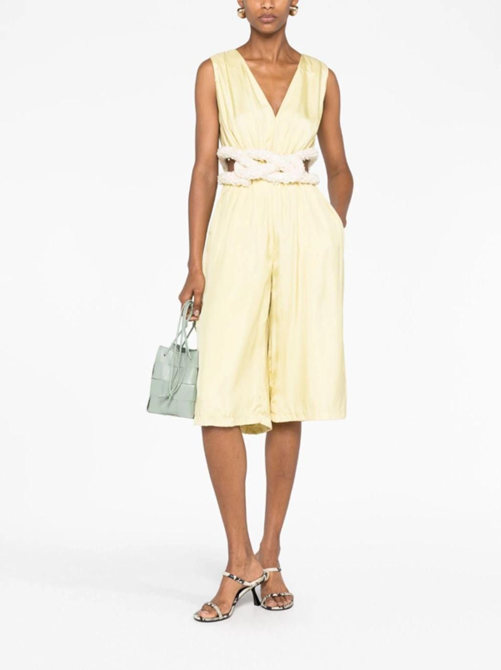 JIL SANDER Embellished Satin Jumpsuit In Yellow Product Image