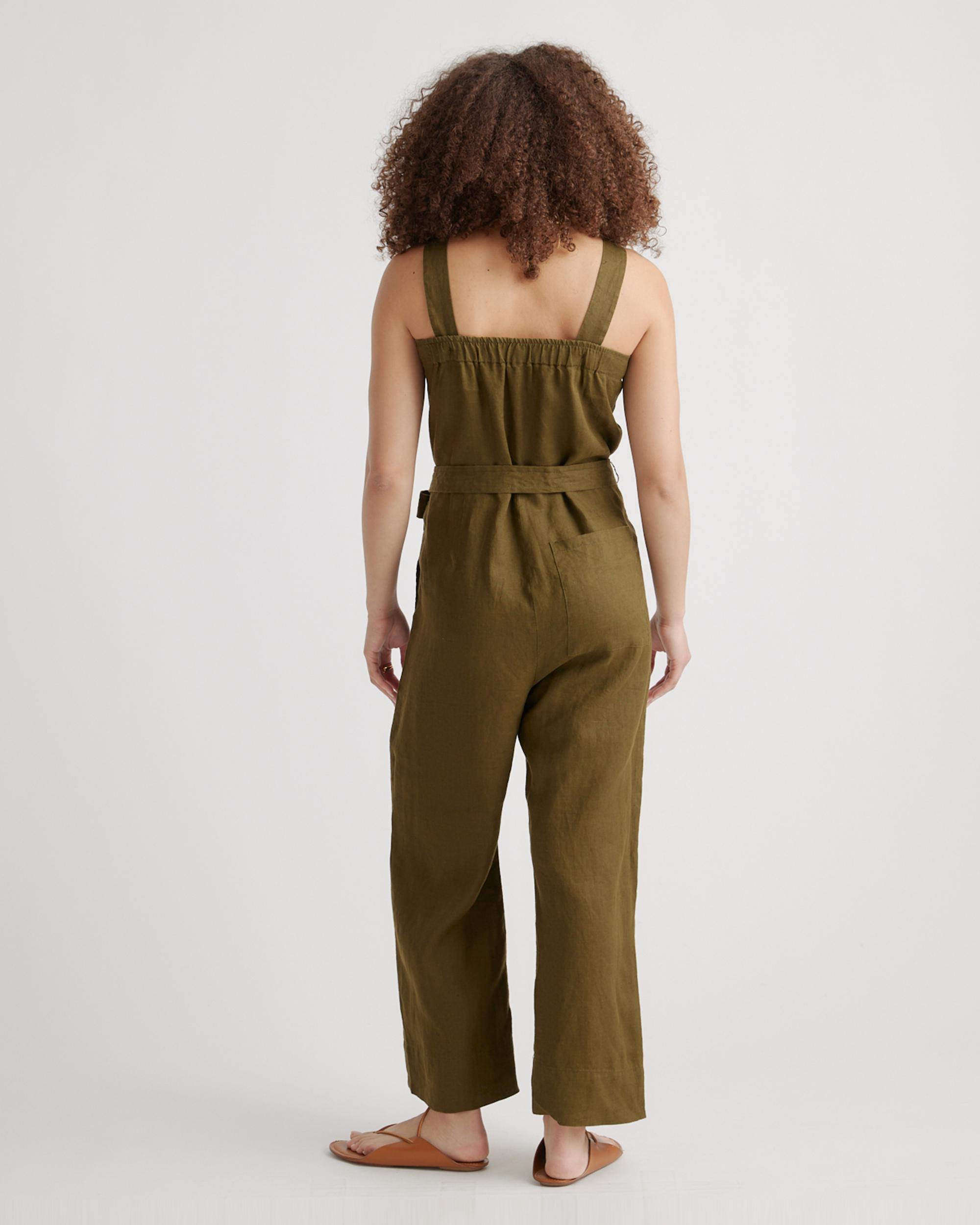 Quince | Women's 100% European Linen Square Neck Jumpsuit Size XL Product Image