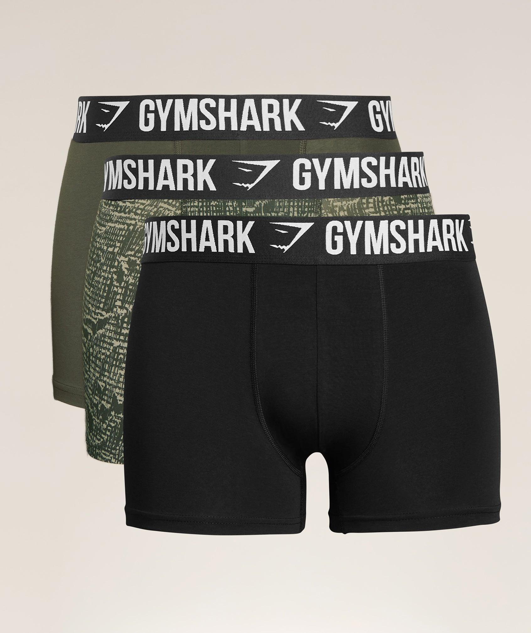 Gymshark Boxer Brief 3PK - Black/Strength Green/Chalk Green Male Product Image