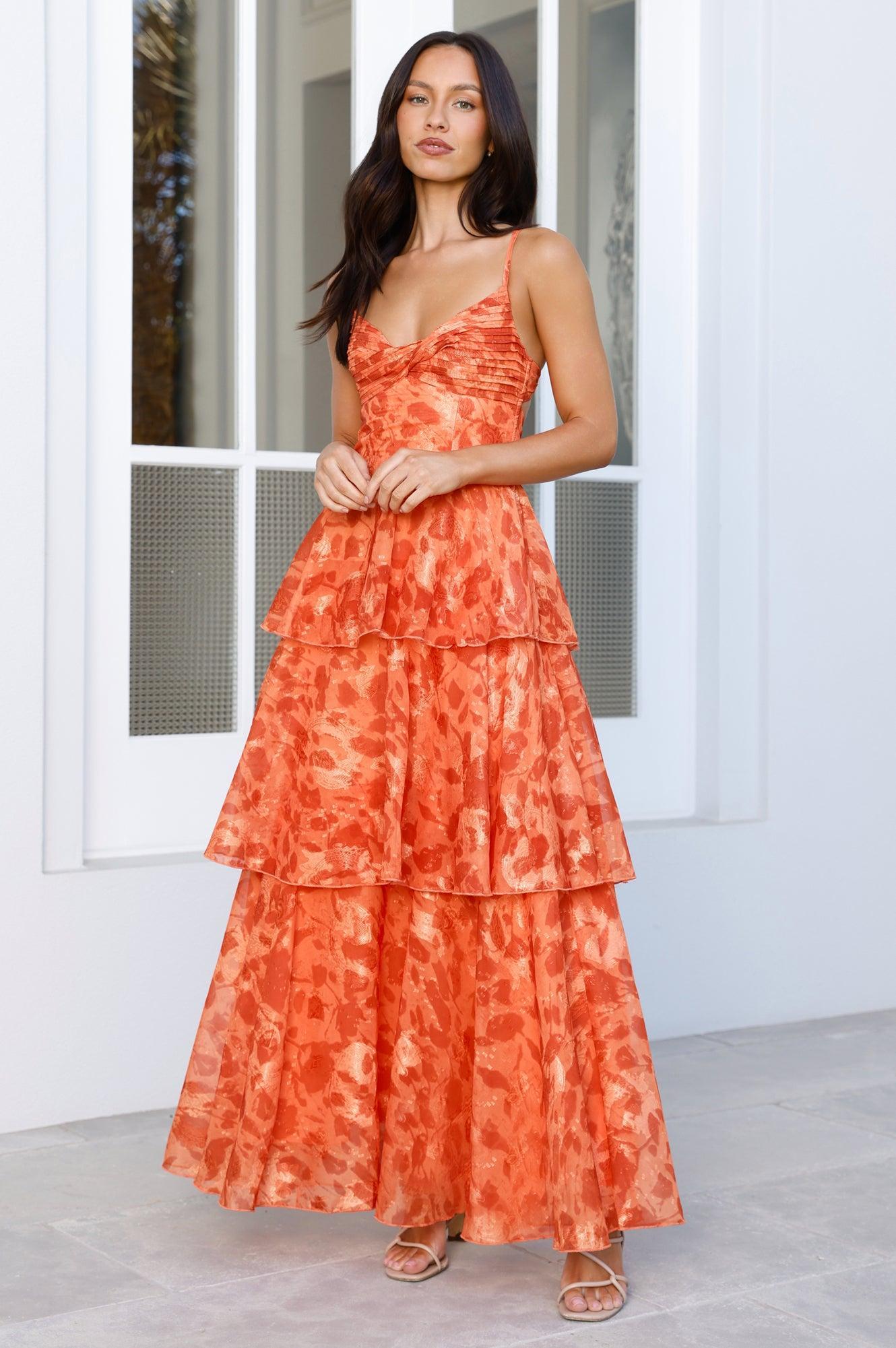 Painted Promises Maxi Dress Orange Product Image