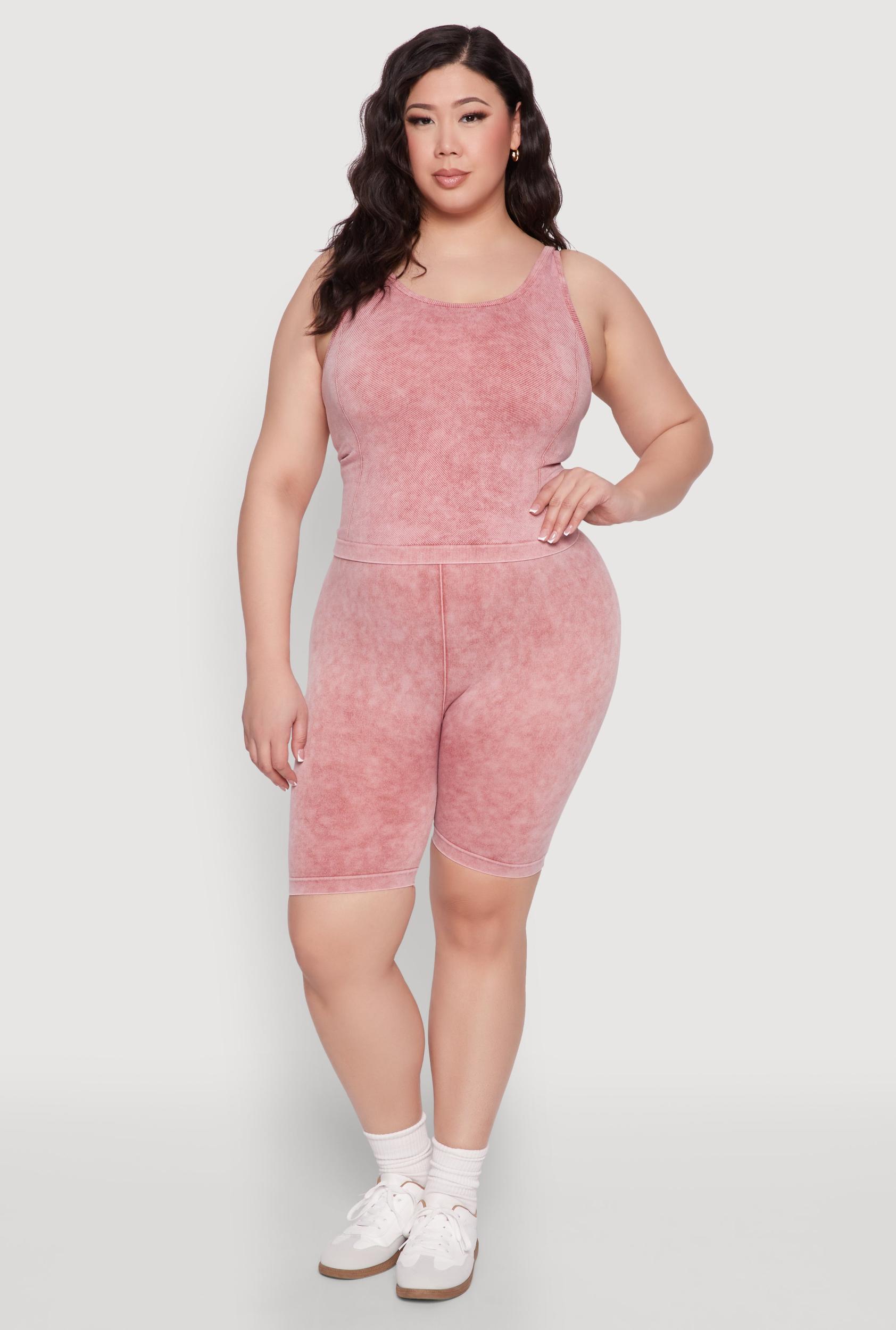 Womens Plus Size Mineral Wash Seamless Biker Shorts Product Image