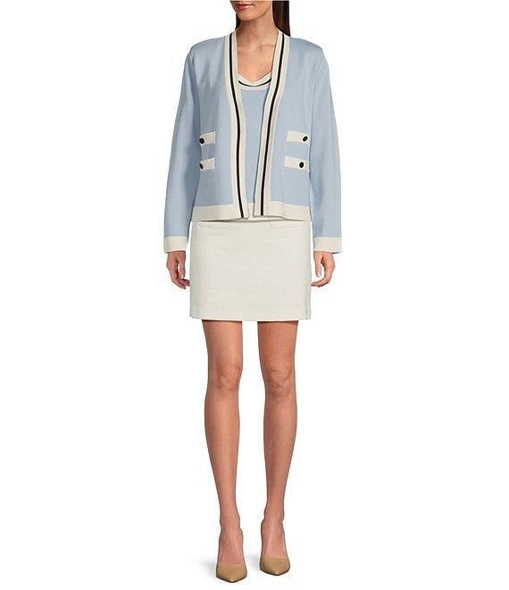 KARL LAGERFELD PARIS Knit Color Block Scoop Neck Sleeveless Top Product Image