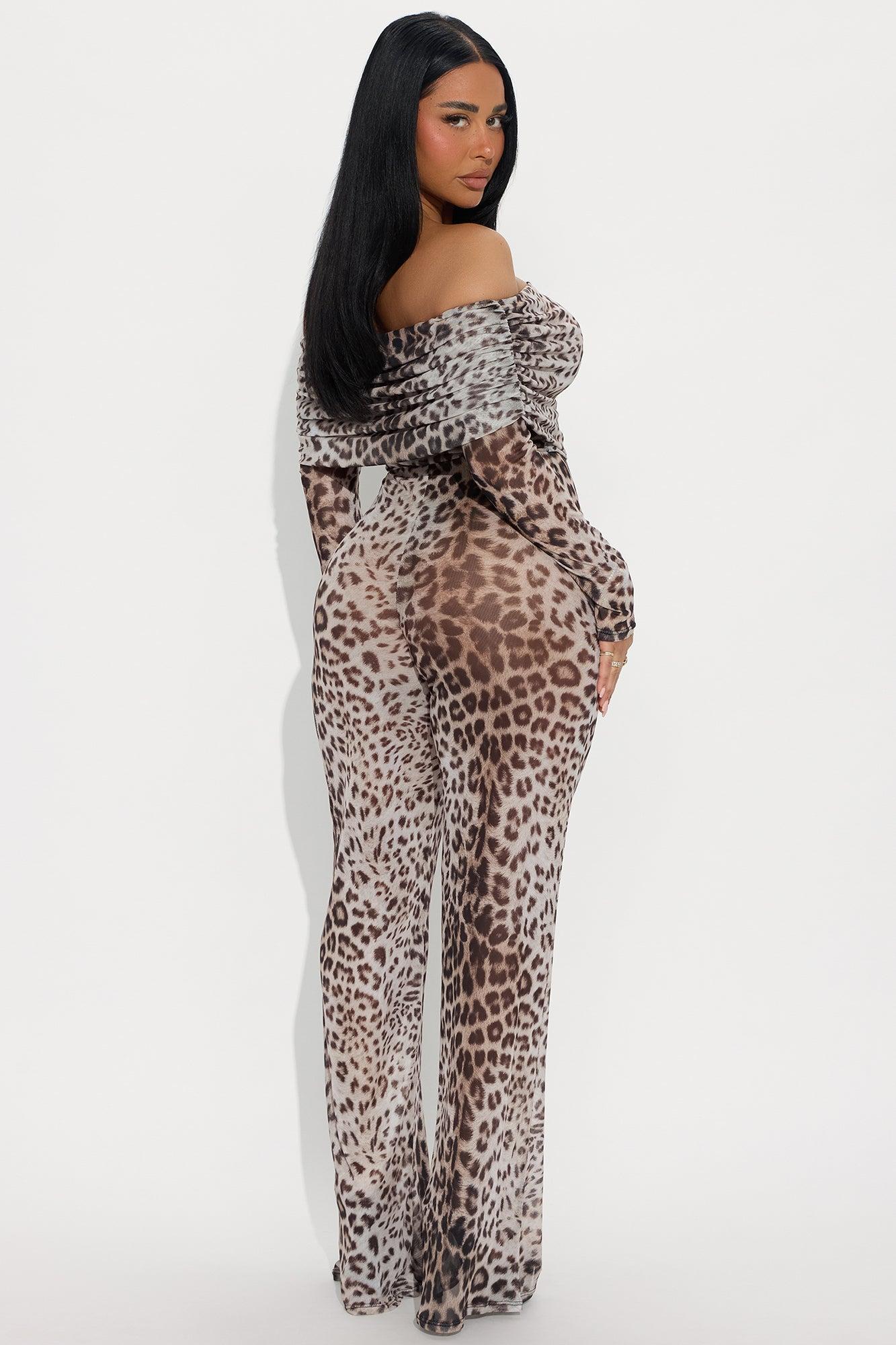 Let It Get Wild Mesh Jumpsuit - Brown Combo Product Image