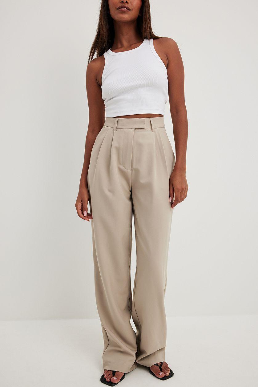 High Waist Pleated Wide Leg Pants Product Image