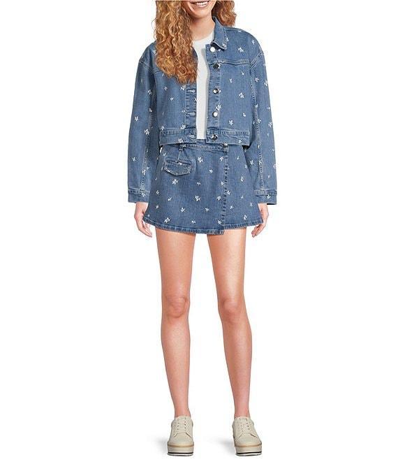 Chelsea & Violet Elliana Denim Floral Embordered Long Sleeve Coordinating Jacket Product Image