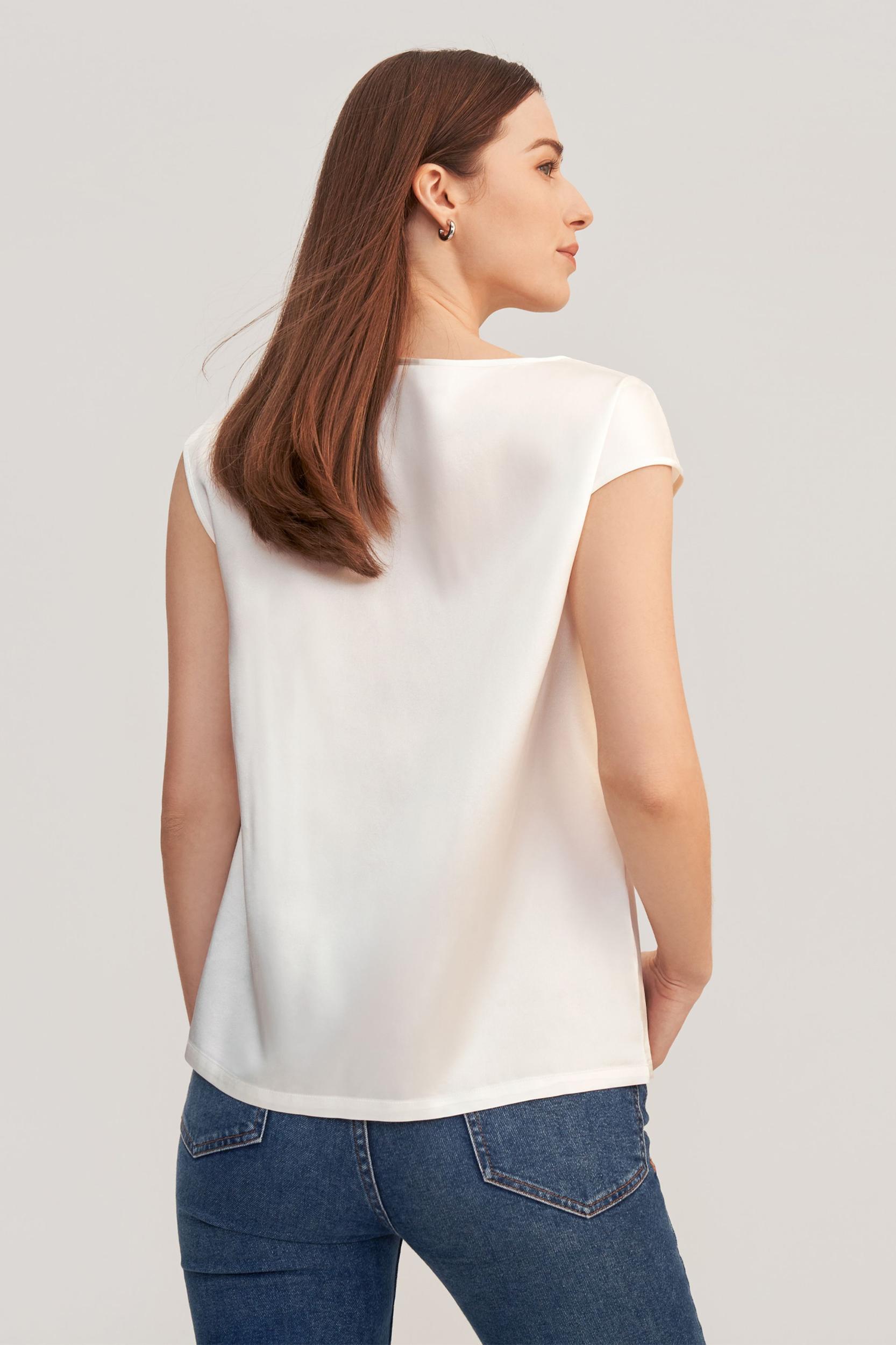 Basic Cap Sleeves Silk Tee Product Image