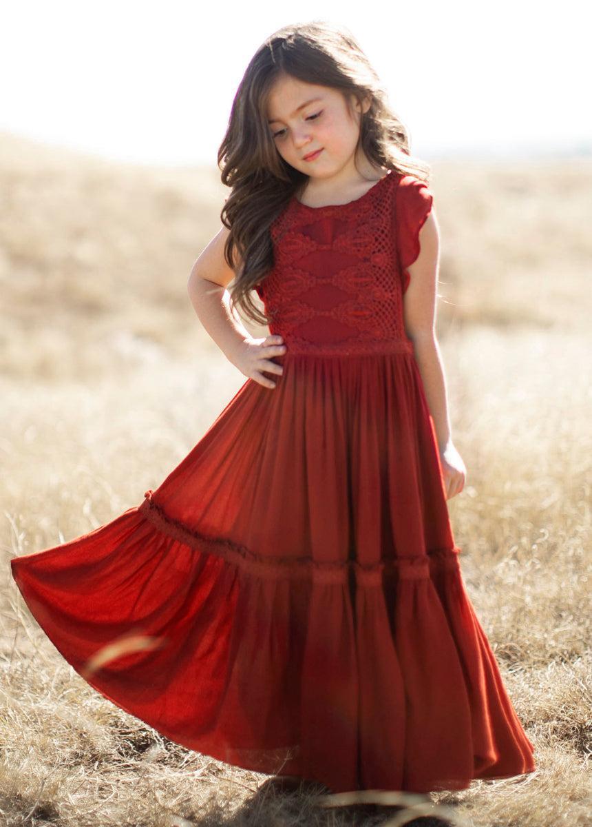 Viola Dress in Crimson Girls Product Image