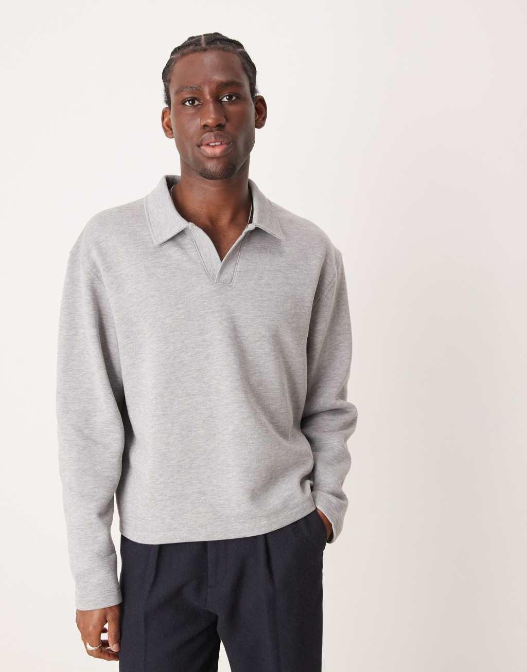 ASOS DESIGN dropped shoulder sweatshirt in gray heather Product Image