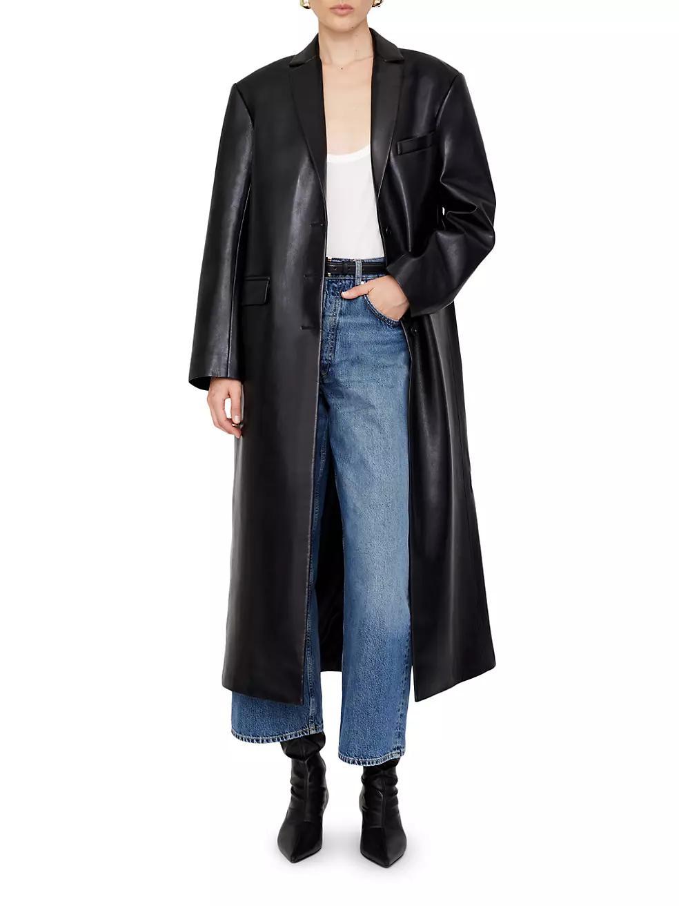 Quinn Leather-Blend Tailored Coat Product Image